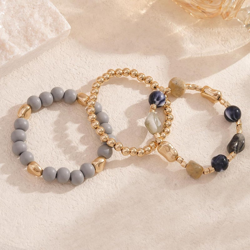 Aigrnc Boho Beaded Stretch Bracelets For Women Stackable Crystal Gold Plated Beaded Bracelets Set Trendy Handmade Friendship Braeclet Jewelry Gifts - Image 4